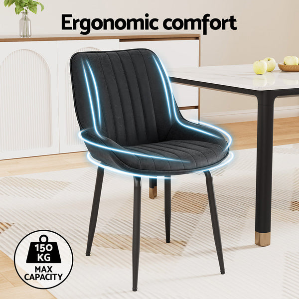 Artiss 2X Retro Pu Leather Kitchen Lounge Cafe Accent Black Dining Chairs