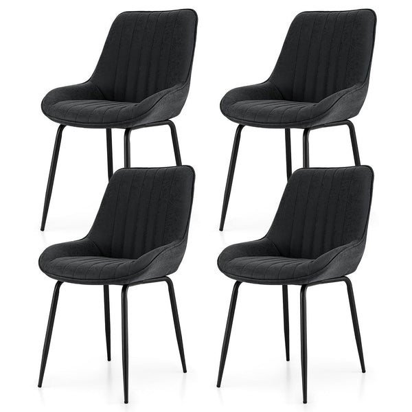 Artiss 4X Retro Pu Leather Kitchen Lounge Cafe Accent Black Dining Chairs