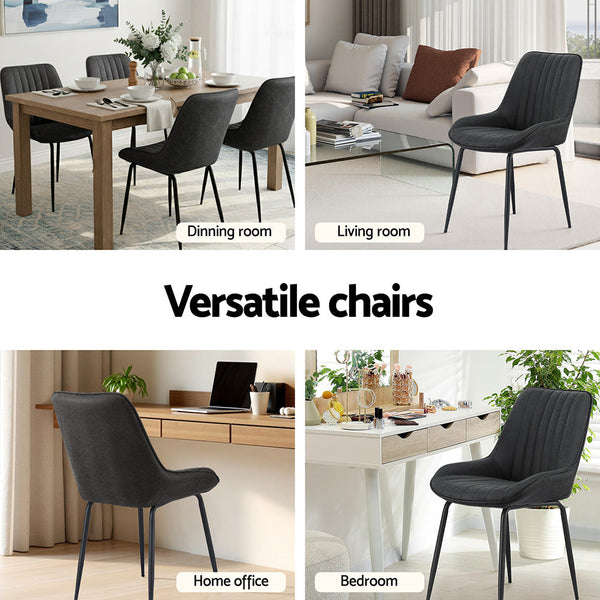 Artiss 4X Retro Pu Leather Kitchen Lounge Cafe Accent Black Dining Chairs