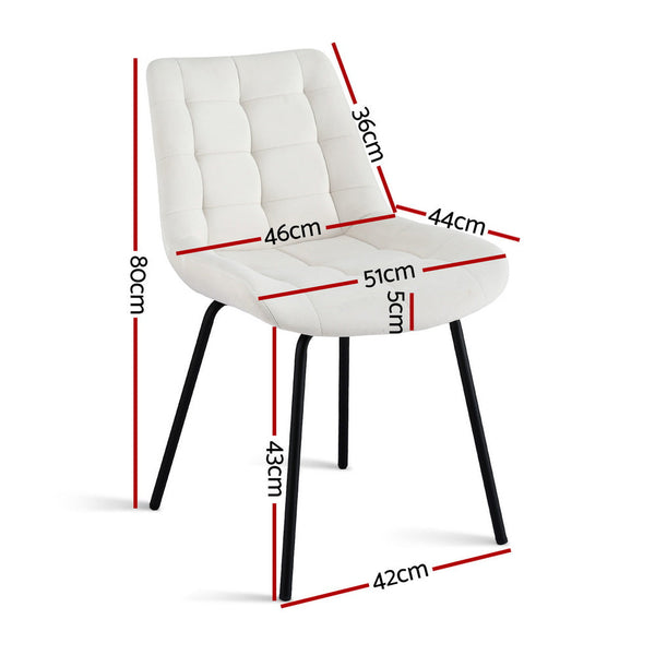 Artiss 2X Velvet Tufted Kitchen Lounge Cafe Accent Beige Dining Chairs