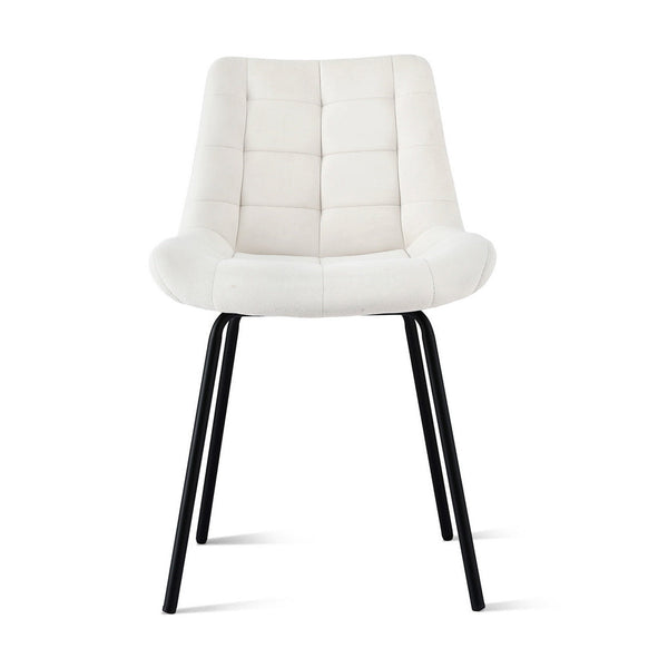 Artiss 2X Velvet Tufted Kitchen Lounge Cafe Accent Beige Dining Chairs