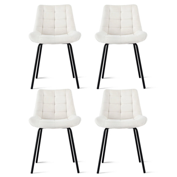 Artiss 4X Velvet Tufted Kitchen Lounge Cafe Accent Beige Dining Chairs
