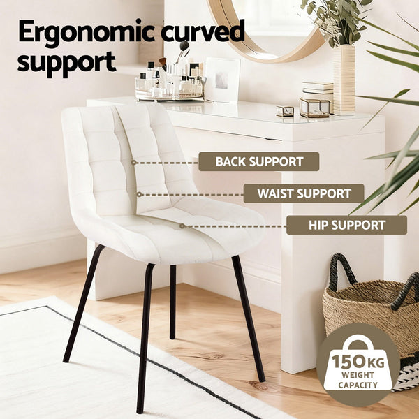 Artiss 4X Velvet Tufted Kitchen Lounge Cafe Accent Beige Dining Chairs