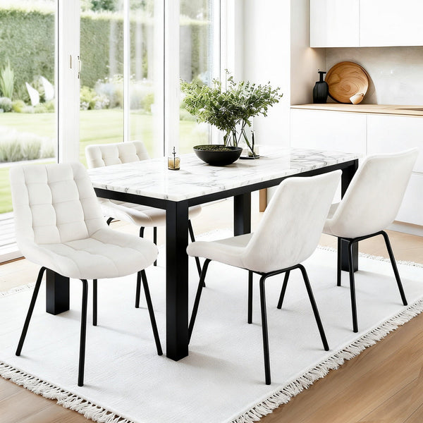 Artiss 4X Velvet Tufted Kitchen Lounge Cafe Accent Beige Dining Chairs