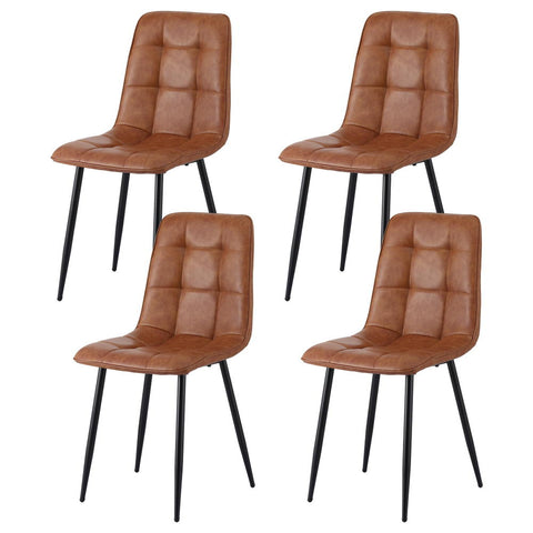 Artiss 4X Retro Pu Leather Kitchen Lounge Cafe Accent Brown Dining Chairs