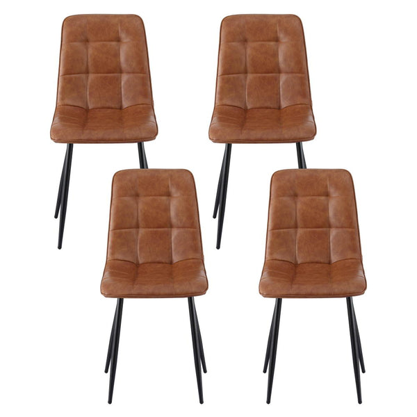 Artiss 4X Retro Pu Leather Kitchen Lounge Cafe Accent Brown Dining Chairs