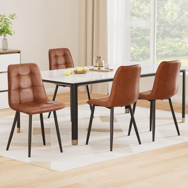 Artiss 4X Retro Pu Leather Kitchen Lounge Cafe Accent Brown Dining Chairs