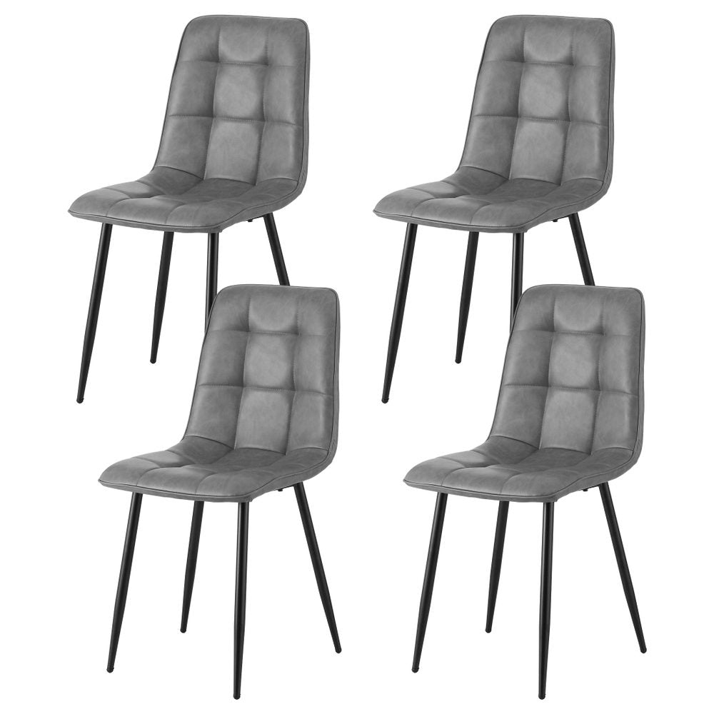 Artiss 4X Retro Pu Leather Kitchen Lounge Cafe Accent Chair Grey Dining Chairs