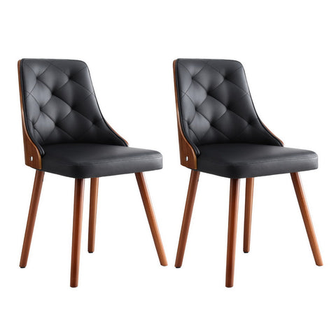 Artiss Of 2 Black Pu Dining Chairs