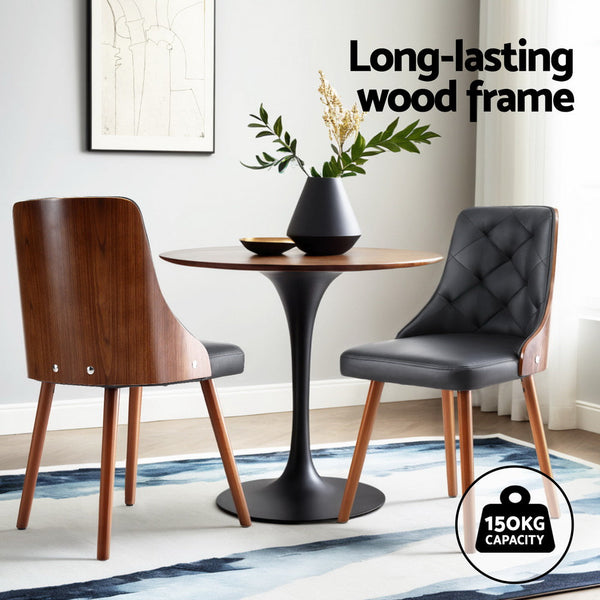 Artiss Of 2 Black Pu Dining Chairs