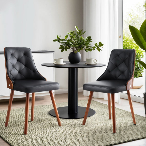 Artiss Of 2 Black Pu Dining Chairs