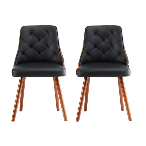 1 Set Of 4 Artiss Black Pu Dining Chairs