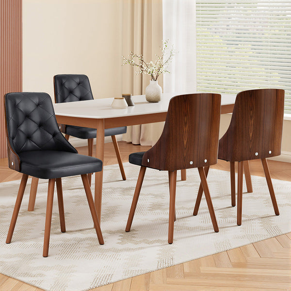 1 Set Of 4 Artiss Black Pu Dining Chairs