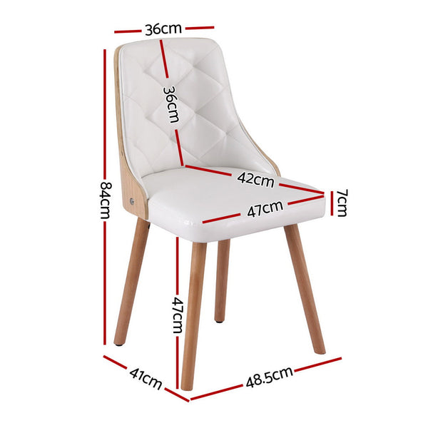 Artiss Of 2 White Pu Dining Chairs