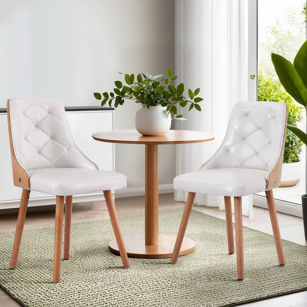 Artiss Of 2 White Pu Dining Chairs