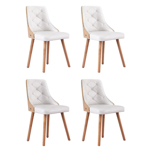 1 Set Of 4 Artiss White Pu Dining Chairs