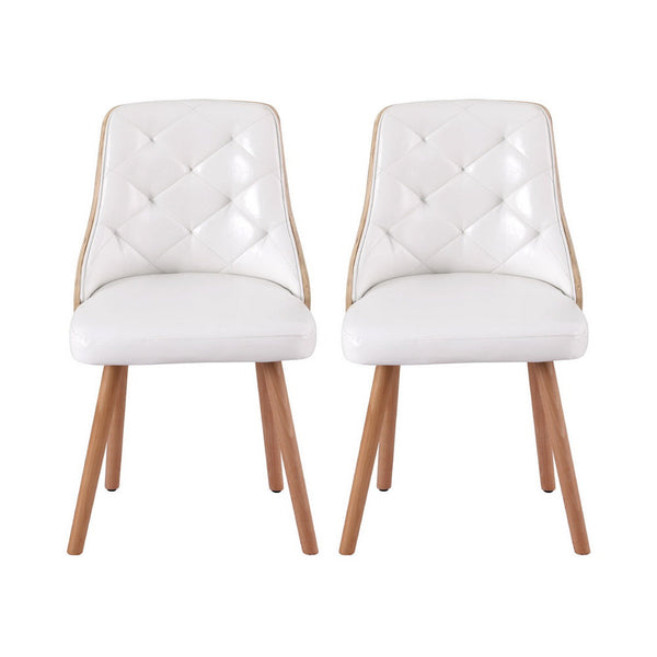 1 Set Of 4 Artiss White Pu Dining Chairs