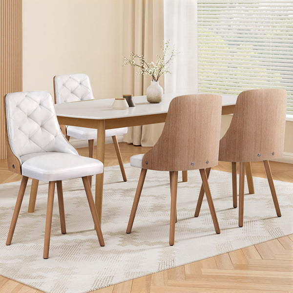 1 Set Of 4 Artiss White Pu Dining Chairs