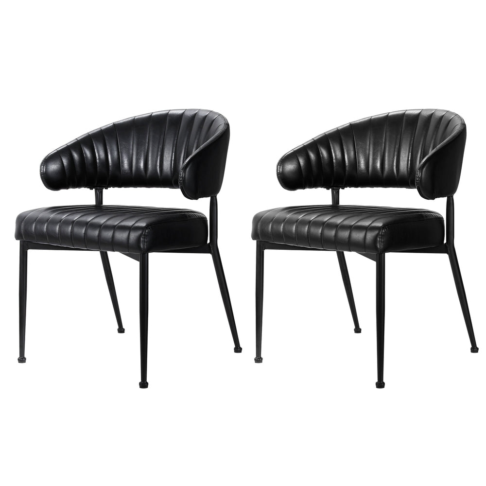 Artiss Set Of 2 Leather Hollow Armchair Black Dining Chairs