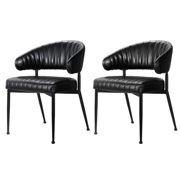 Artiss Set Of 2 Leather Hollow Armchair Black Dining Chairs