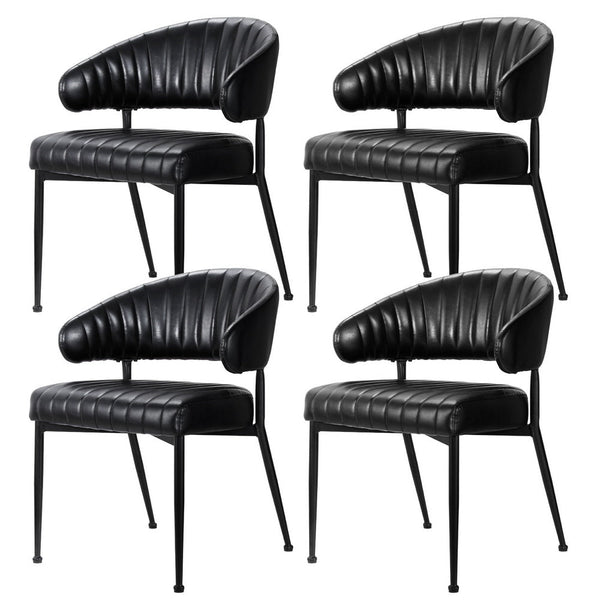 Artiss Set Of 4 Leather Hollow Armchair Black Dining Chairs