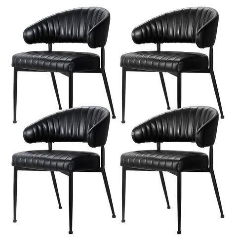 Artiss Set Of 4 Leather Hollow Armchair Black Dining Chairs