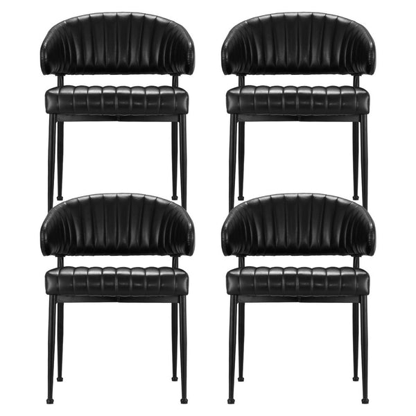 Artiss Set Of 4 Leather Hollow Armchair Black Dining Chairs