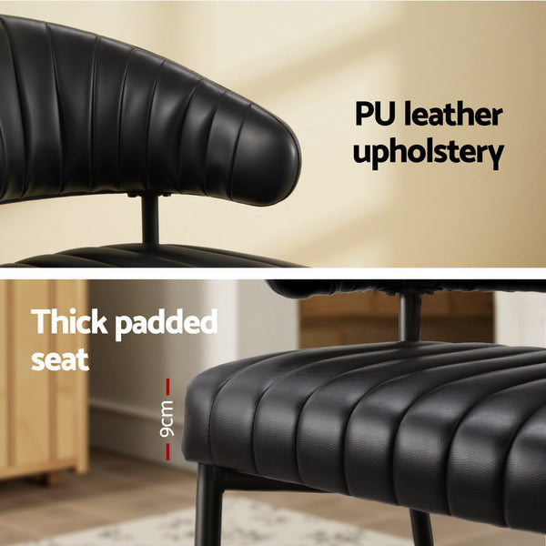 Artiss Set Of 4 Leather Hollow Armchair Black Dining Chairs