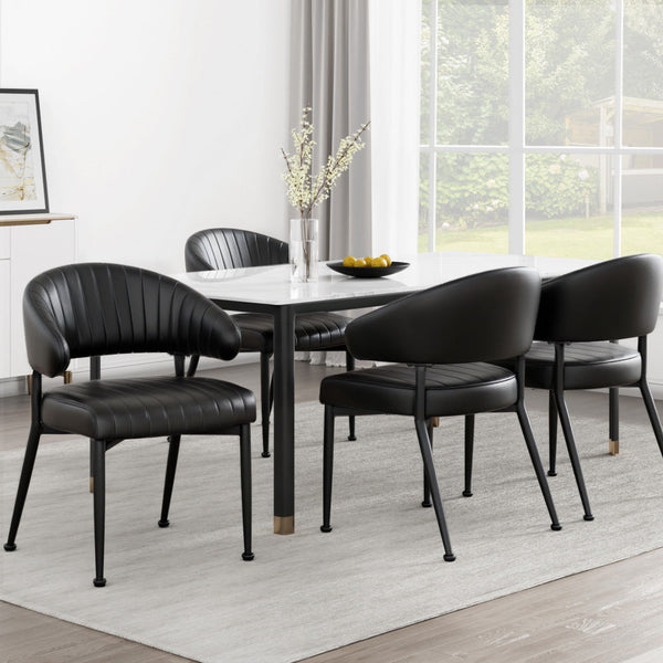 Artiss Set Of 4 Leather Hollow Armchair Black Dining Chairs