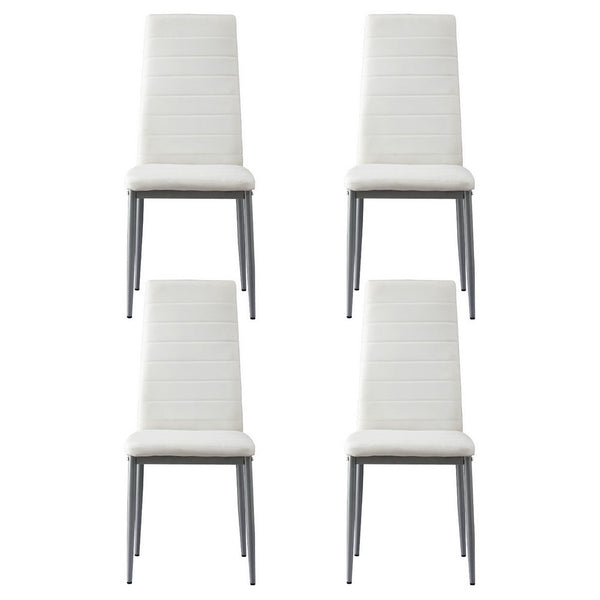 Artiss Set Of 4 Leather Channel Tufted White Dining Chairs