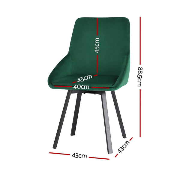 Dining Chairs Artiss Set Of 2 Velvet Swivel Base Green