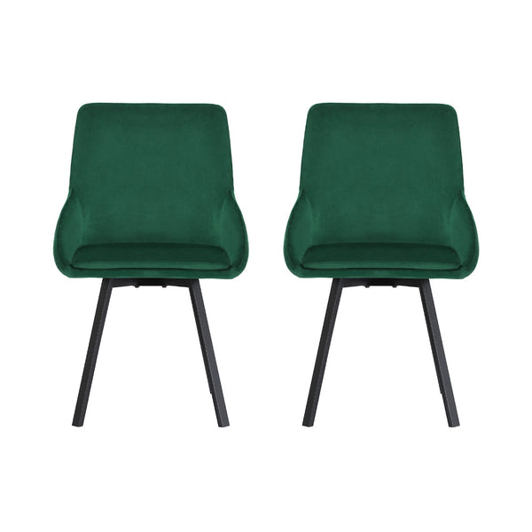 Dining Chairs Artiss Set Of 2 Velvet Swivel Base Green