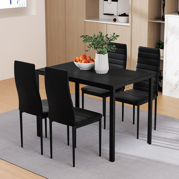 Powder Coated Metal Dining Set With Mdf Tabletop And Pvc Chairs Home Furniture Dining Sets