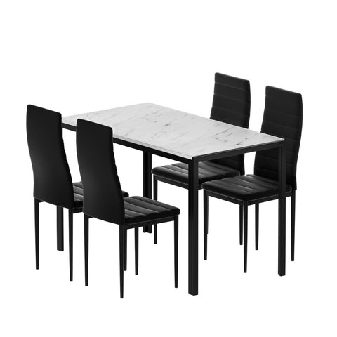 Artiss 1 Dining Table And 4 Chairs Set Marble Effect Dining Sets
