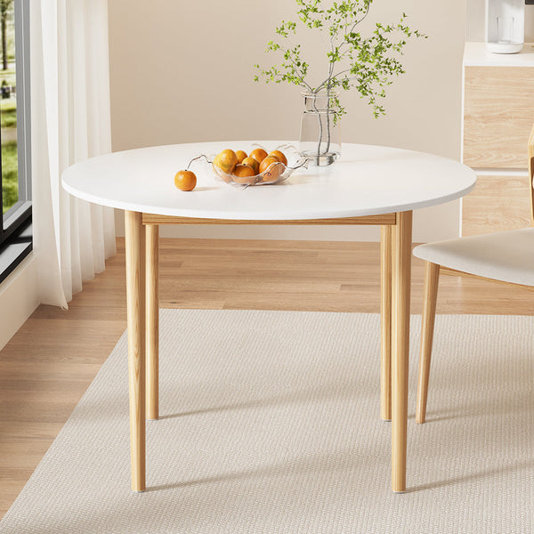 Artiss Dining Table Round White 108Cm Diameter Demi Dining Tables