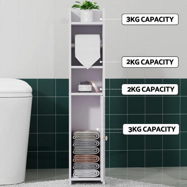 Artiss 2X Bathroom Storage Cabinet Toilet Roll Holder 76Cm White Bathroom Cabinets