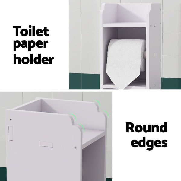 Artiss 2X Bathroom Storage Cabinet Toilet Roll Holder 76Cm White Bathroom Cabinets