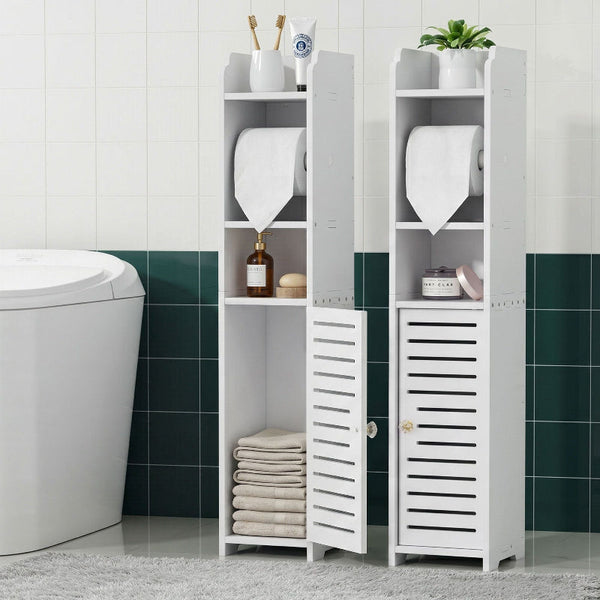 Artiss 2X Bathroom Storage Cabinet Toilet Roll Holder 76Cm White Bathroom Cabinets