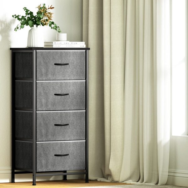 Artiss Chest Of 4 Drawers Storage Dresser Tallboy Grey Dressers & Chests Of Drawers
