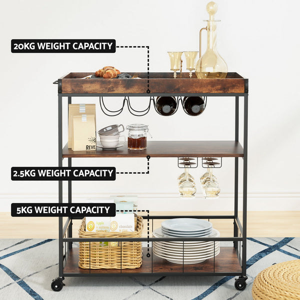 Artiss Kitchen Island Rolling Serving Cart Kitchen Carts