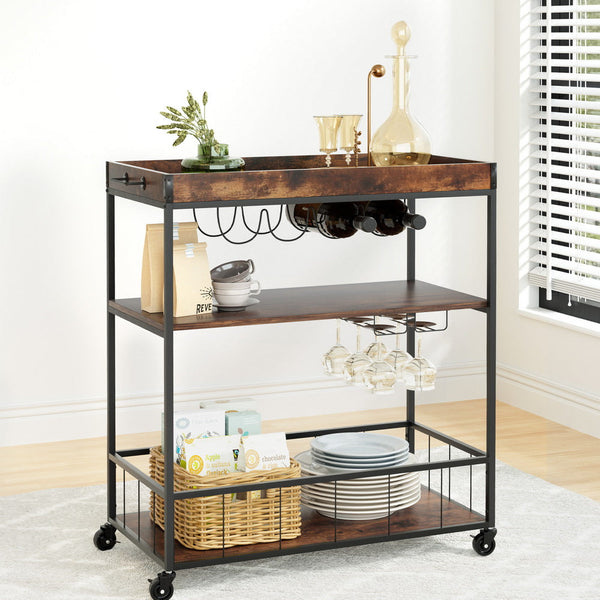 Artiss Kitchen Island Rolling Serving Cart Kitchen Carts