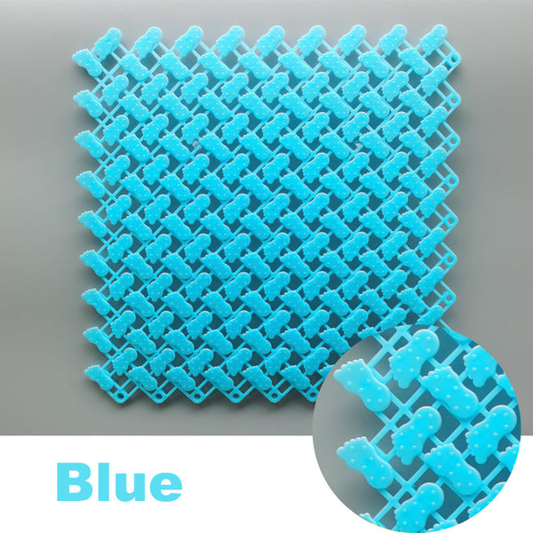 Splicing Mat Blue 25X25cm 20Pcs Diy Non Slip Bathroom Mesh Drainage Carpet Bath Mats Rugs & Toilet Covers
