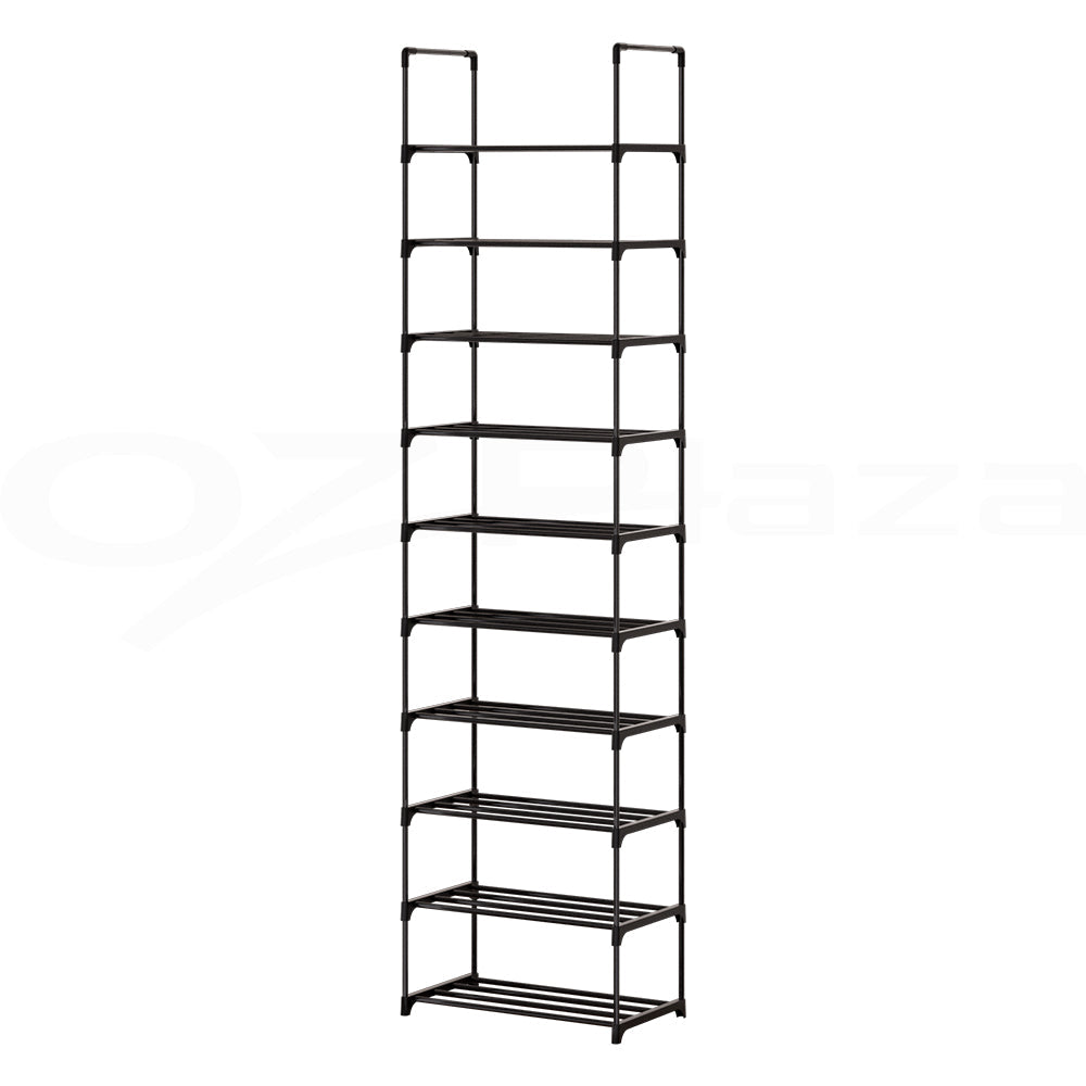 Artiss Shoe Rack Storage Shelf 10 Tier 20 Pairs Diy Stackable Black Metal Shoe Racks