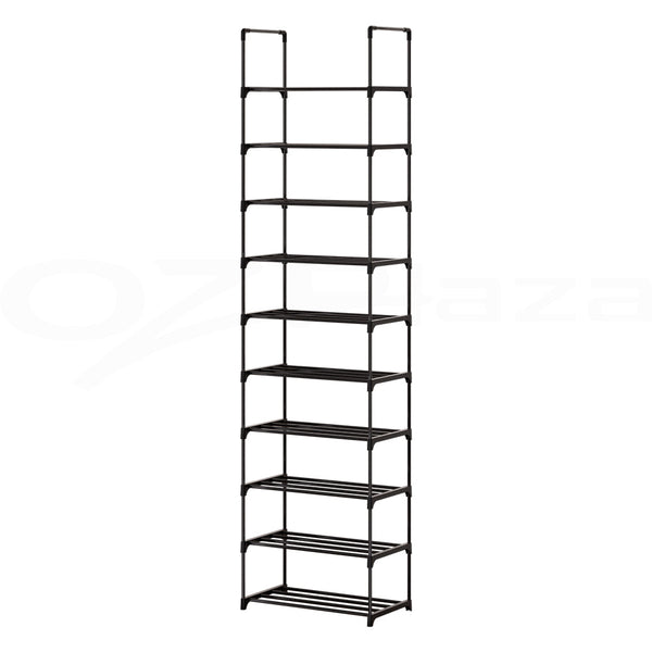 Artiss Shoe Rack Storage Shelf 10 Tier 20 Pairs Diy Stackable Black Metal Shoe Racks
