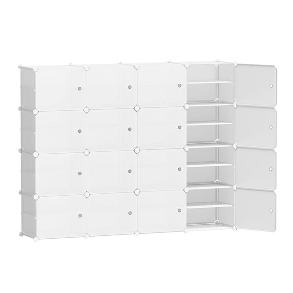 Pp Plastic Shoe Rack Stackable 16 Cube Storage Organiser White Shoe Racks