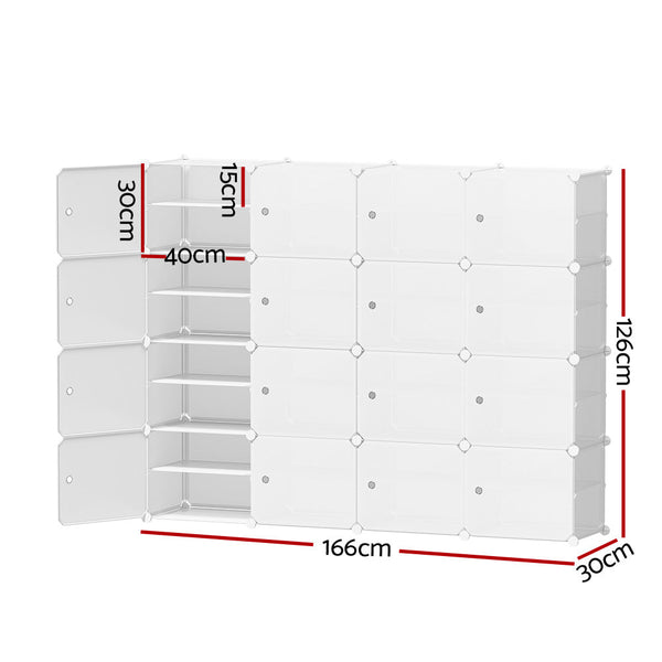Pp Plastic Shoe Rack Stackable 16 Cube Storage Organiser White Shoe Racks