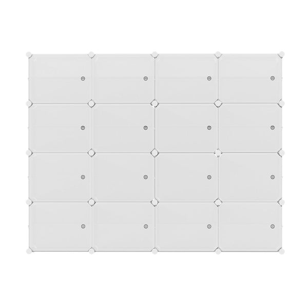 Pp Plastic Shoe Rack Stackable 16 Cube Storage Organiser White Shoe Racks