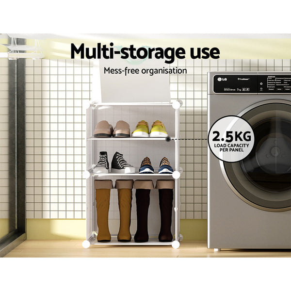 Eco Friendly Pp Plastic Shoe Rack Stackable Storage Cube Set Home Organisation Shoe Racks