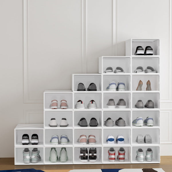 Shoe Cabinets Artiss Shoe Box Set Of 24 Storage Case Stackable Plastic Cabinet Cube White