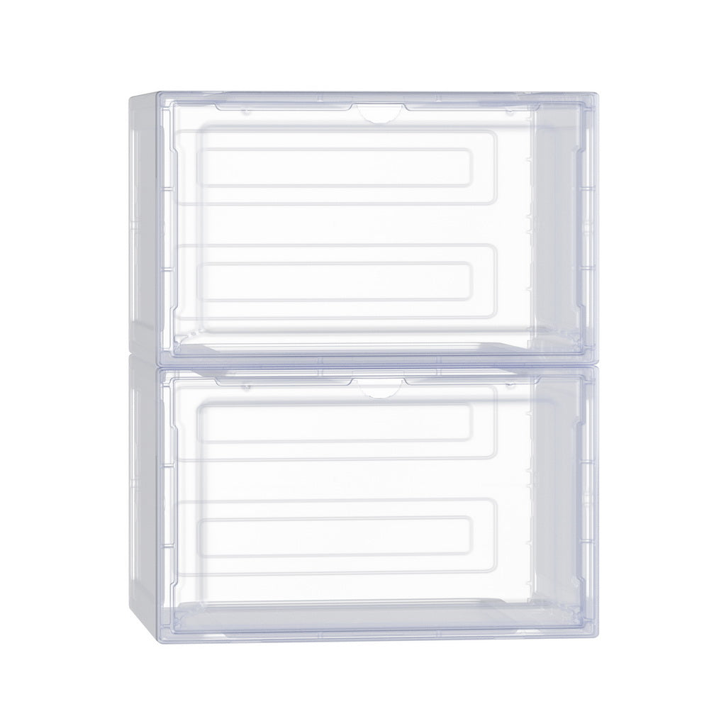 Shoe Organisers Artiss Diy Shoe Box Set Of 2 Stackable Storage Case Magnetic Door